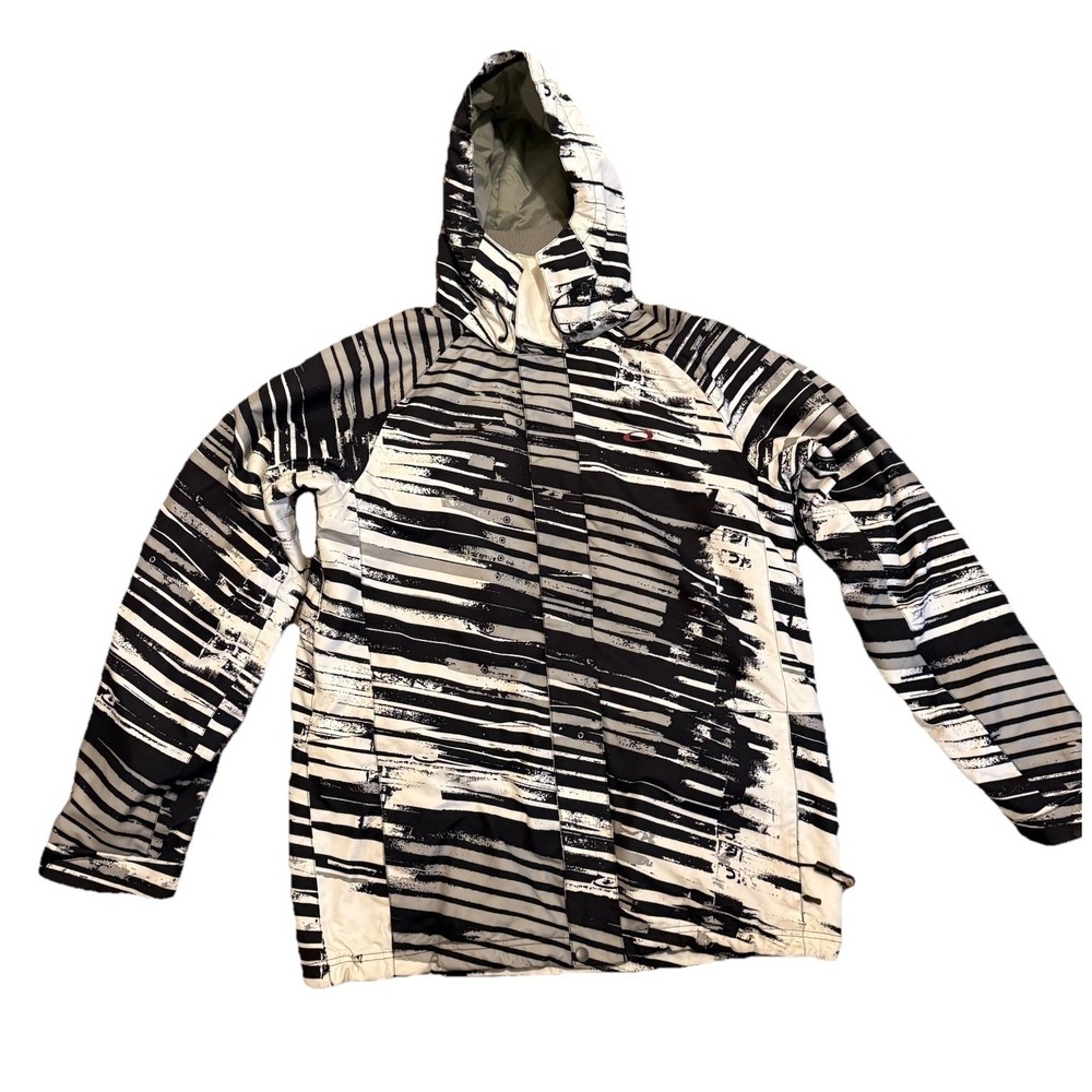 Oakley Anorak‎ Fit Hooded Ski Jacket Men's L Black Gray Snowboard Gorpcore RARE!